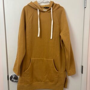 Long Mustard Yellow Hoodie with Front Pocket